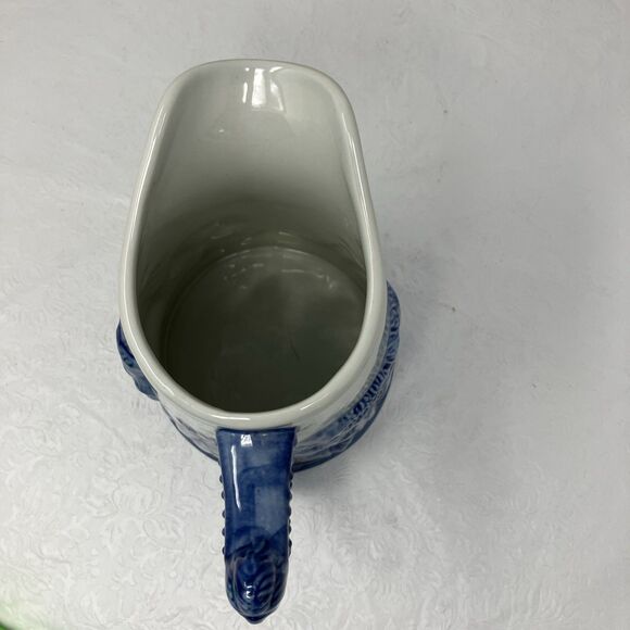 Vintage Old Sleepy Eye Native American Pottery White Blue Ceramic Pitcher - Picture 6 of 14